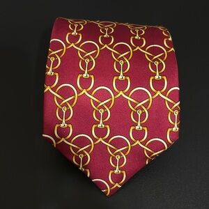 Fendi Men Tie 100% Silk in Burgundy and Gold